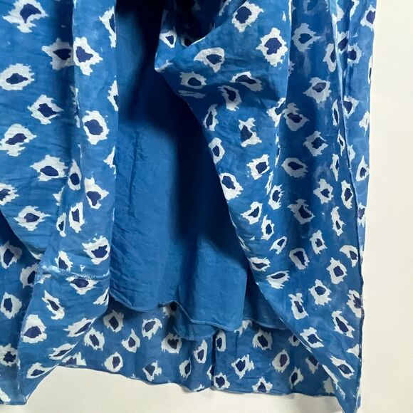 Dolma Maxi Dress Size Medium Blue Ikat Gauze Cotton Flowy Peasant Boho Puff Airy - Picture 7 of 8